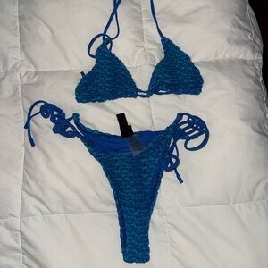 Triangl Swimwear Vibrant Blue Textured Bikini medium top, small bottom